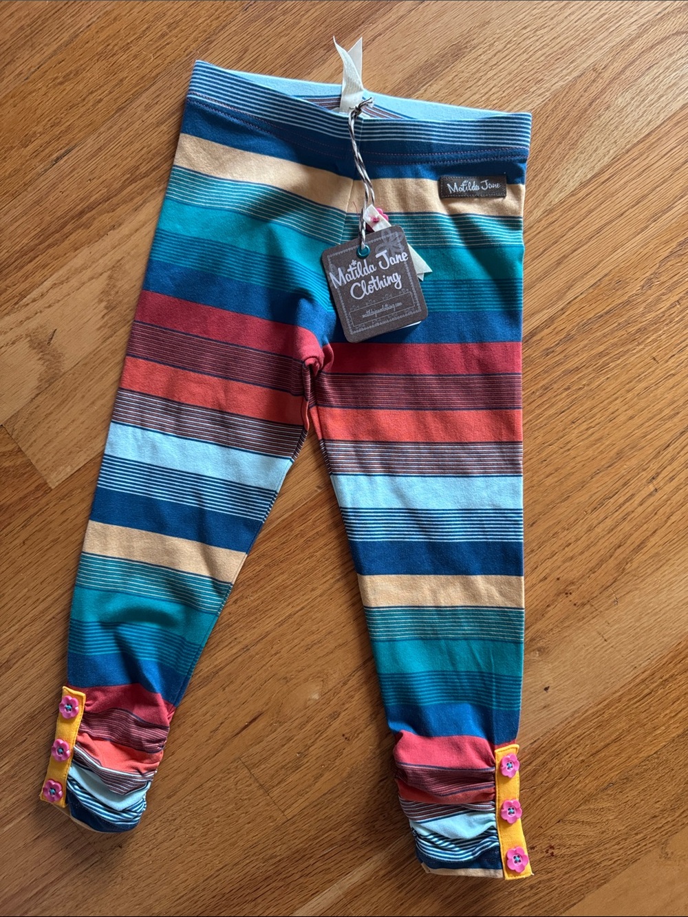 New! Matilda Jane Striped Kids Leggings in Blue, Teal, Red, Yellow, Pink